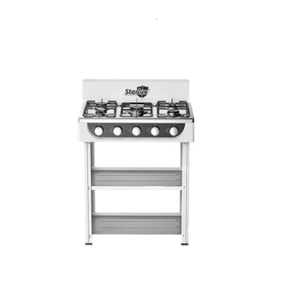 Bom preço Botão de Ignição Manual Fogão a Gás 5 Placas Resistente ao Calor Eficiência de Combustível Fogão a Gás Cinco Queimadores on-line