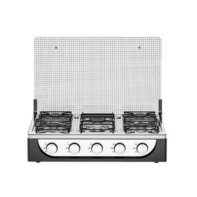 Buen precio Estufa de gas con encimera de vidrio de acero inoxidable, 5 quemadores, gas butano, resistente a la corrosión en línea