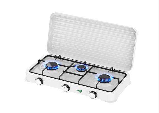 Bon prix Réchaud à gaz portable 3 brûleurs de sécurité pour table de cuisson extérieure, réchaud à gaz de camping 3 brûleurs portable en ligne