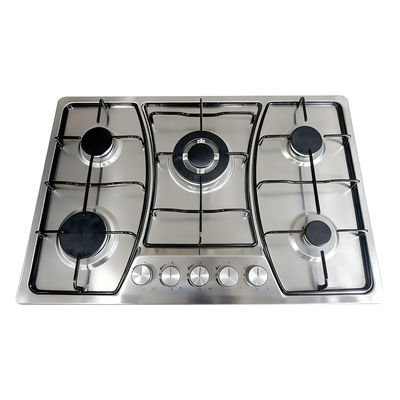 Good price 5 Burner Stainless Steel NG LPG Gas Cooktop Electric Built In Kitchen Stove With Metal Knobs online