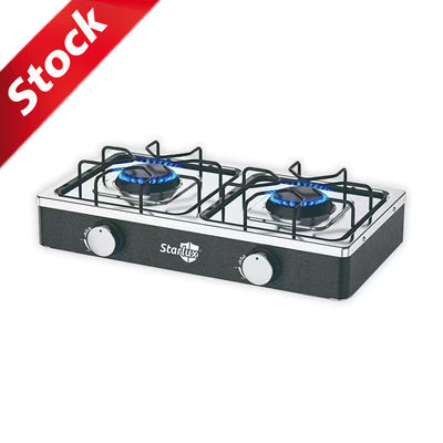 Giá tốt. Bếp gas 2 lò đốt bằng thép không gỉ đen, đánh lửa thủ công, lớp phủ chống dầu trực tuyến
