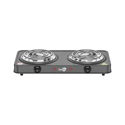 Guter Preis Kundenspezifisches Logo Multifunktionaler 2000W Sicherheits-Elektroherd mit zwei Kochfeldern, tragbar, Schwarz Braun Online