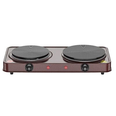 Bom preço Forno elétrico portátil de aço inoxidável com placa quente sólida dupla de cozimento superior 1000W +1500W 220V Cozinha de indução e 2 queimadores on-line