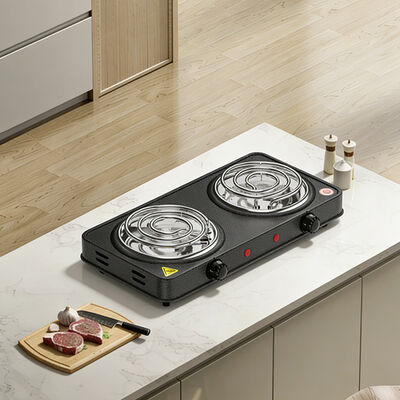 ราคาดี แบบพกพาจานร้อนไฟฟ้าทำอาหารเตาสีดำ 2 Burner เครื่องใช้ในครัวเรือนอุณหภูมิควบคุม ออนไลน์