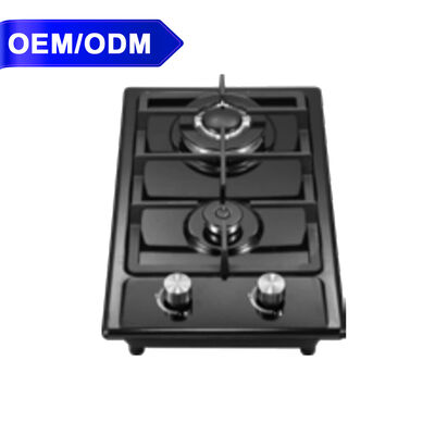 Buon prezzo Piano cottura a gas a 2 fuochi personalizzato Forno a gas da incasso con protezione antifiamma Vetro temperato in linea