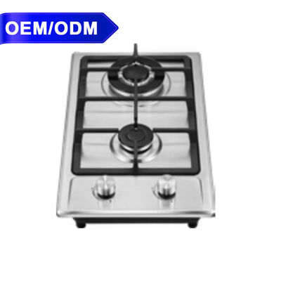 Harga yang bagus Kompor Gas Dua Tungku Baja Tahan Karat 30cm Nyaman Untuk Dapur Ringkas on line