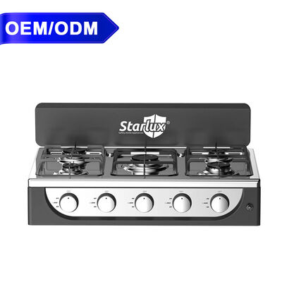 अच्छी कीमत इलेक्ट्रिक इग्निशन फाइव बर्नर गैस स्टोव स्टेनलेस स्टील गैस स्टोव होटल के लिए घरों के लिए ऑनलाइन