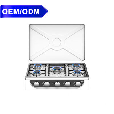 Хорошая цена Газовая плита с 5 конфорками высокой мощности, портативная, для кемпинга или путешествий онлайн