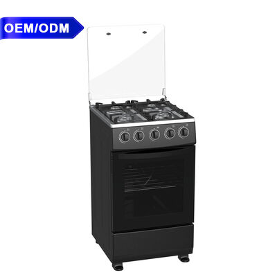 좋은 가격 68L 4구 버너 독립형 가스 오븐, 50cm 폭 스테인리스 스틸 플레이트 및 유리 덮개 포함 온라인으로