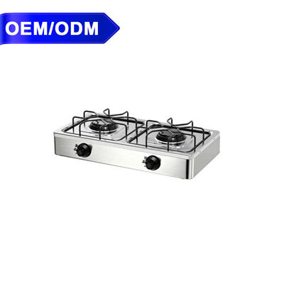 Bom preço Fogão a gás de 2 queimadores em aço inoxidável Gás GLP Personalizado com Ignição Manual on-line