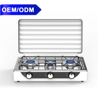 Bom preço Fogão a gás de aço inoxidável de 3 queimadores para cozinha, proteção contra corrosão, longa duração on-line