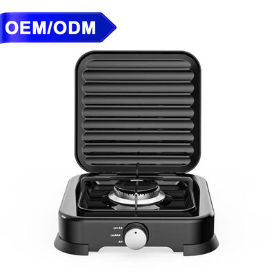 Buen precio Cocina de gas portátil individual personalizada para horno, placa caliente para acampada, estufa de gas de acero inoxidable en línea