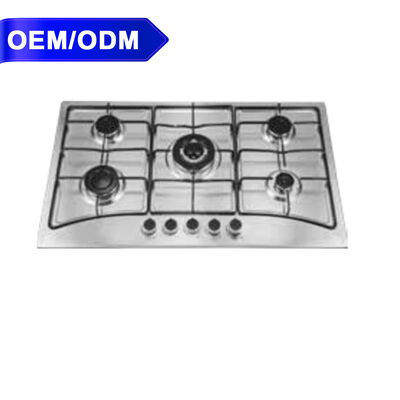 Quality Stainless Steel 5 Burner Gas Cooktop Built In Gas Stove Top 220V Supports Multi Task Cooking factory