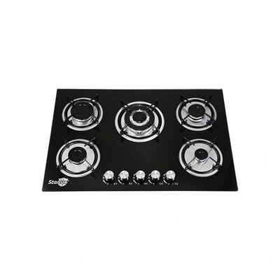 Bon prix Plaque de cuisson à gaz professionnelle 5 brûleurs offrant une consommation de gaz et une construction durable, adaptée aux environnements de cuisine commerciale en ligne